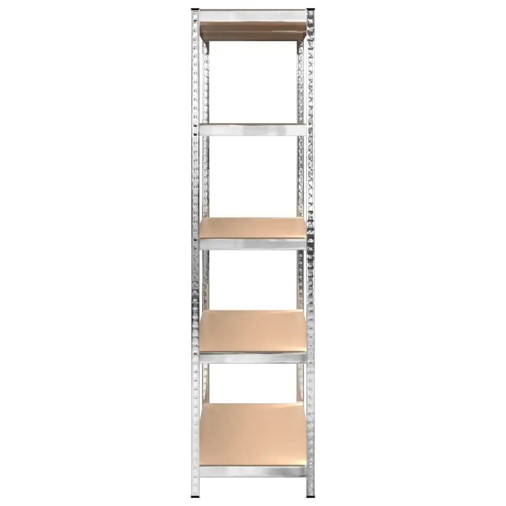 5-Layer Industrial Storage Shelves Silver Steel Engineered Wood 3 pcs