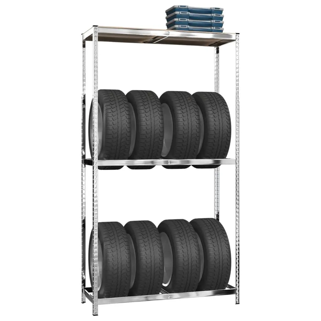 Tire Rack 2-Layer Heavy-Duty Steel Adjustable Shelving 110x40x180 cm Silver