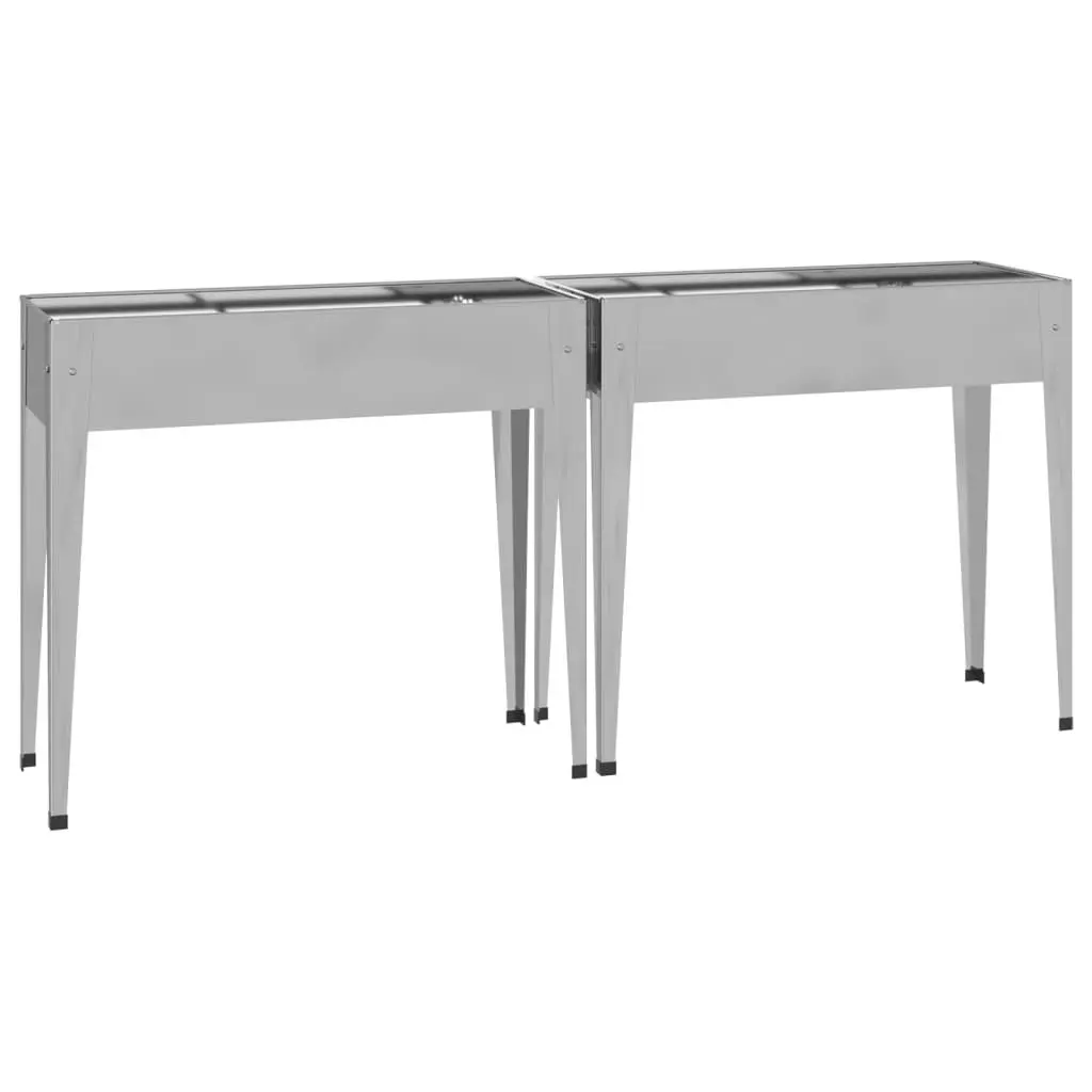 Garden Planters Raised Bed High Feet 2 pcs Silver