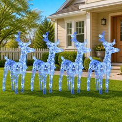 Christmas Reindeer Lights 4 Pieces Blue 160 LEDs Acrylic Yard Decoration