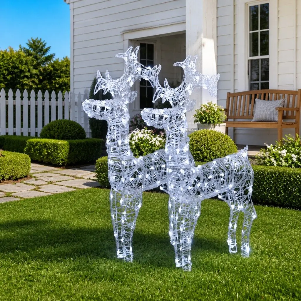 Standing Reindeer Christmas Decorations 2pc LED Light Garden Outdoor Display