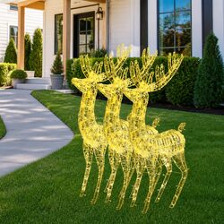 Christmas Reindeer Lights 250 LED Acrylic Outdoor Garden Decoration 180cm Warm