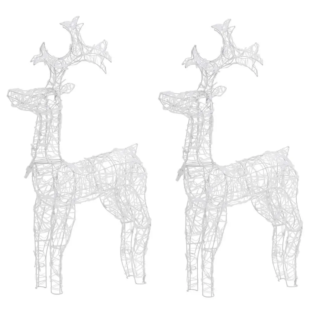 Reindeer Christmas Decorations 2 pcs Acrylic Outdoor Garden Warm White LED