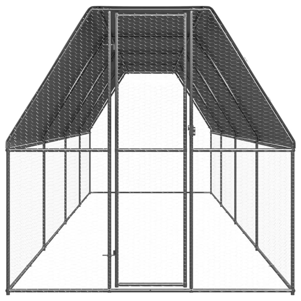 Outdoor Chicken Cage Galvanised Steel 2x8x2 m