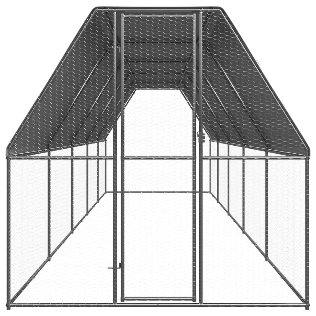 Outdoor Chicken Cage Galvanised Steel Frame 2x10x2 m