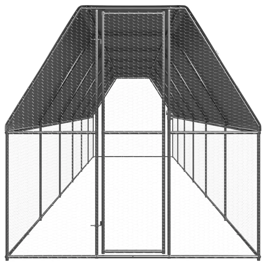 Chicken Coop Outdoor Cage Galvanised Steel 2x12x2 m