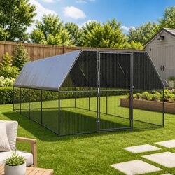 Outdoor Chicken Cage 3x8x2 m Galvanised Steel Coop Hen House Run Enclosure
