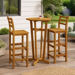 Garden Bar Set 3 Piece Outdoor Patio Furniture Solid Wood Acacia Brown