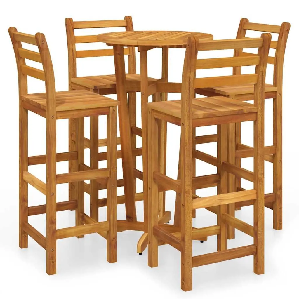 Garden Bar Set 5 Piece Outdoor Patio Dining Furniture Brown Wood