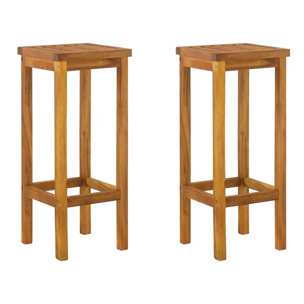 Garden Bar Set 3 Piece Outdoor Furniture Solid Wood Brown Patio Dining Stools