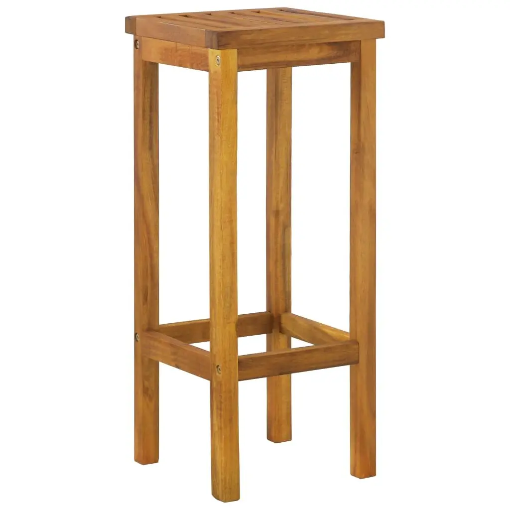 Garden Bar Set 3 Piece Outdoor Furniture Solid Wood Brown Patio Dining Stools