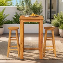 Garden Bar Set 3 Piece Outdoor Furniture Solid Wood Acacia Brown Bistro
