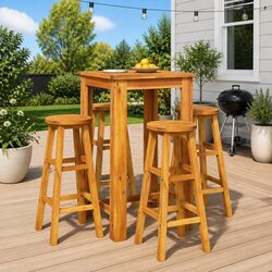 5-Piece Acacia Wood Bar Set for Your Patio