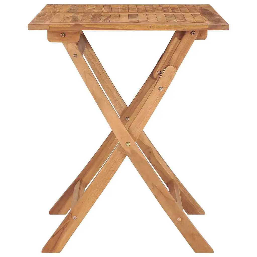 Teak Wood Outdoor Folding Dining Table Brown 90x60x75cm