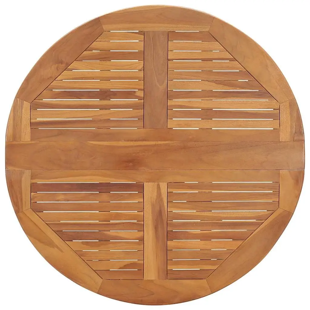 Folding Outdoor Dining Table Round 90cm Teak Wood Garden Furniture Brown