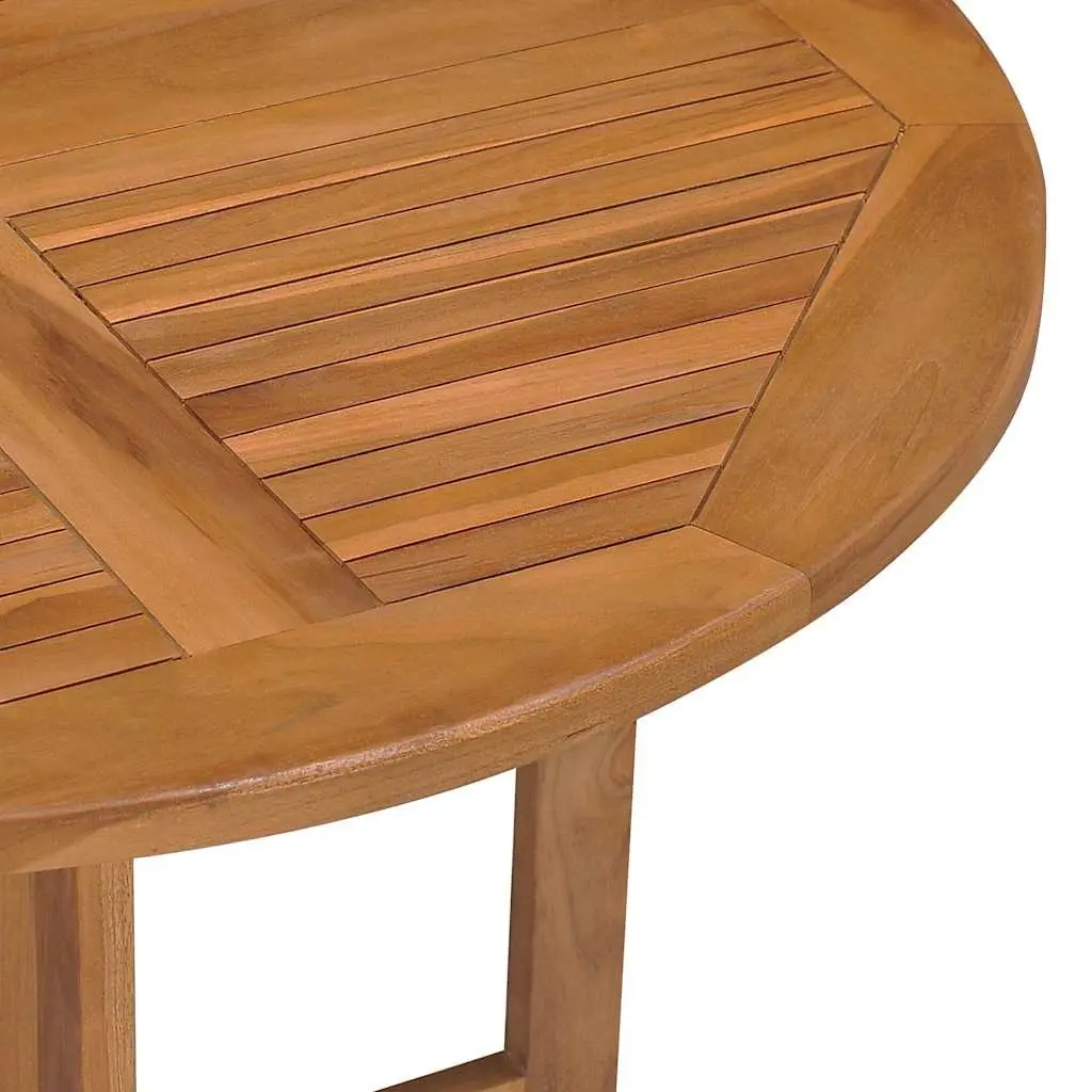 Folding Outdoor Dining Table Round 90cm Teak Wood Garden Furniture Brown
