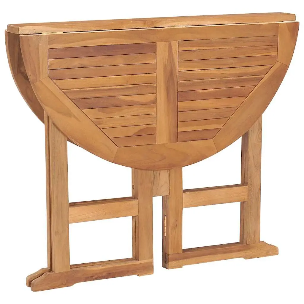 Folding Outdoor Dining Table Round 90cm Teak Wood Garden Furniture Brown