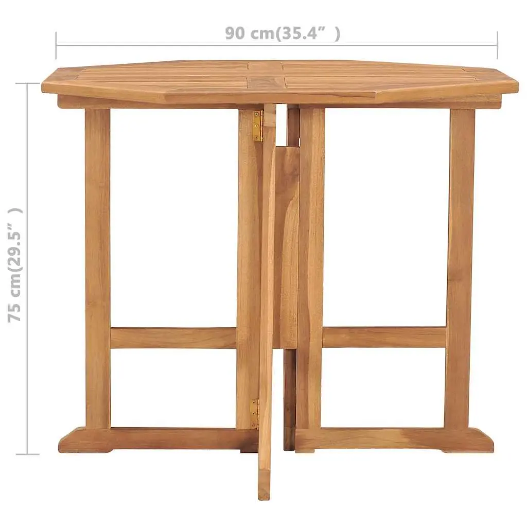 Folding Garden Dining Table Teak Wood Brown 90x90x75cm