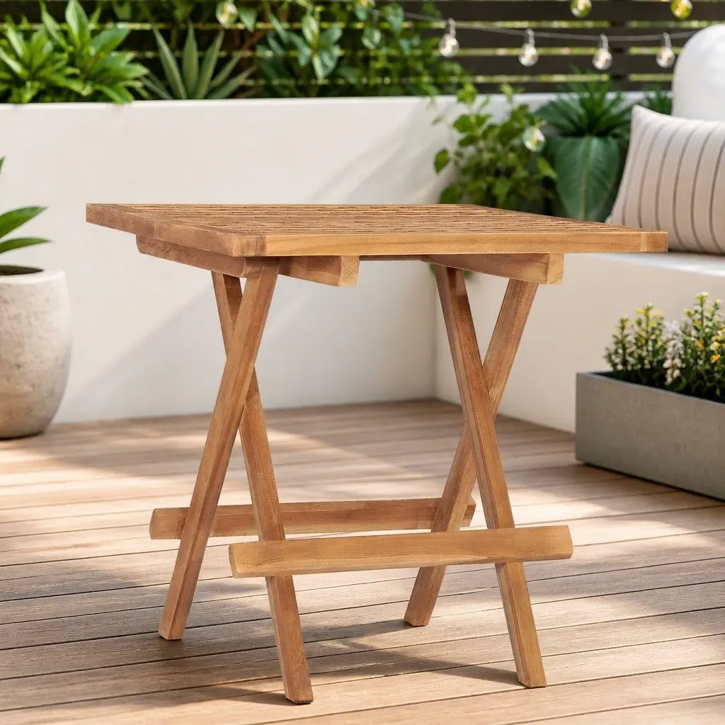 Folding Garden Table 50x50x50 cm Outdoor Dining Picnic Furniture Brown Wood