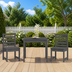 Garden Bistro Set 3 Piece Outdoor Furniture Grey Solid Wood Pine Table Chairs