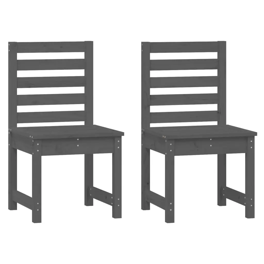 Garden Bistro Set Grey Solid Wood Pine 3 Piece Outdoor Furniture