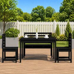 Friendly Black Wood Dining Set for Your Garden