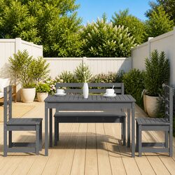 Garden Dining Set 4 Piece Outdoor Furniture Grey Wood Patio Table Chairs