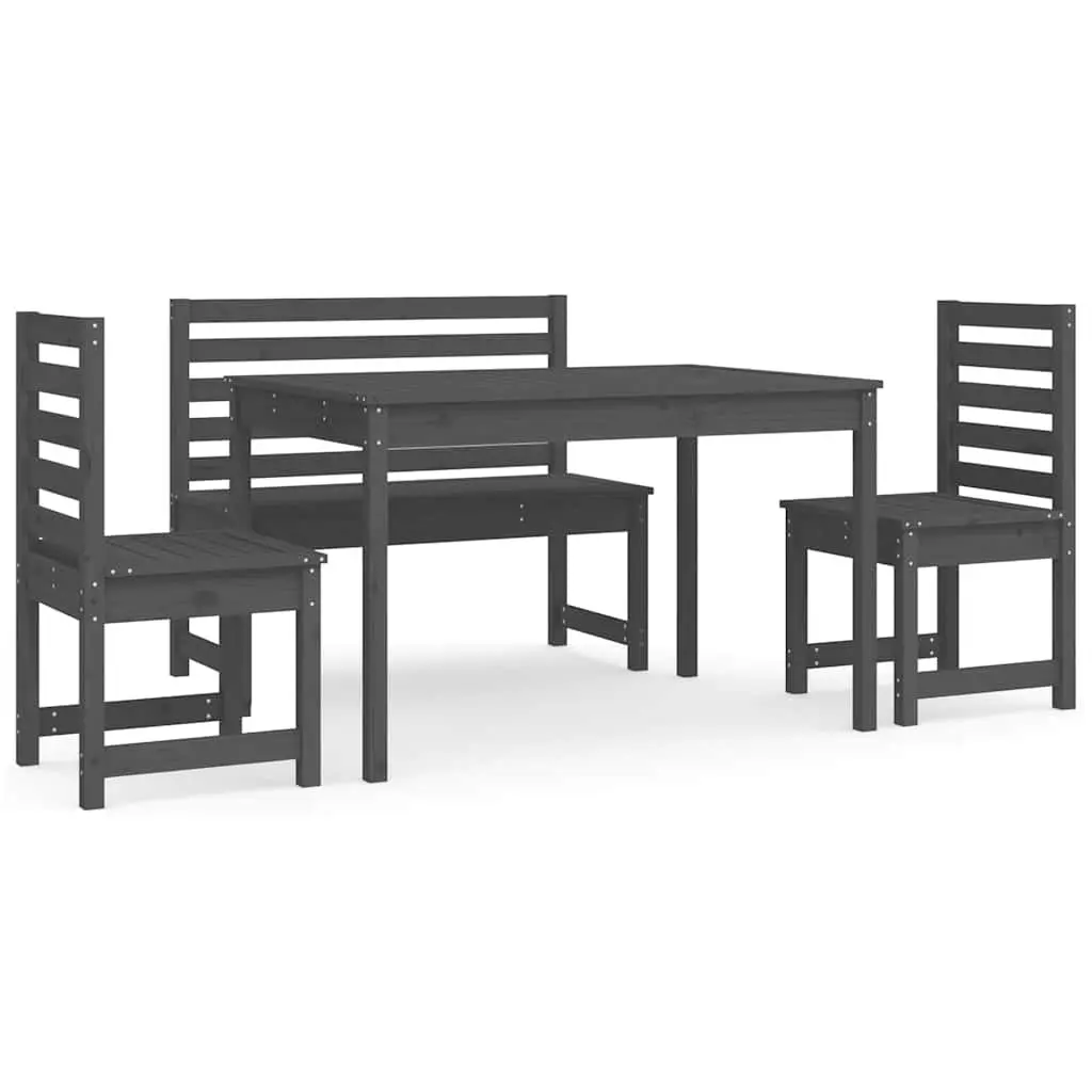 Garden Dining Set 4 Piece Outdoor Furniture Grey Wood Patio Table Chairs