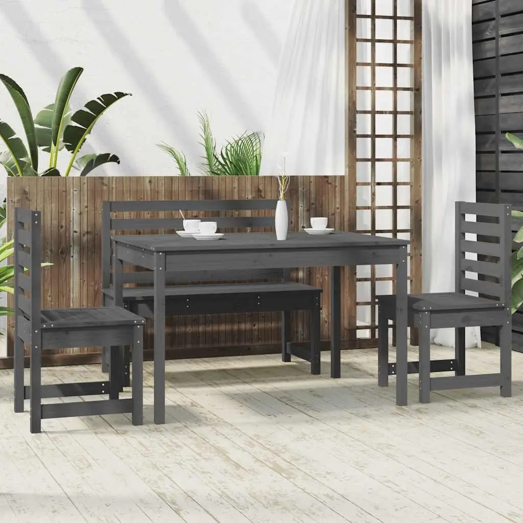 Garden Dining Set 4 Piece Outdoor Furniture Grey Wood Patio Table Chairs