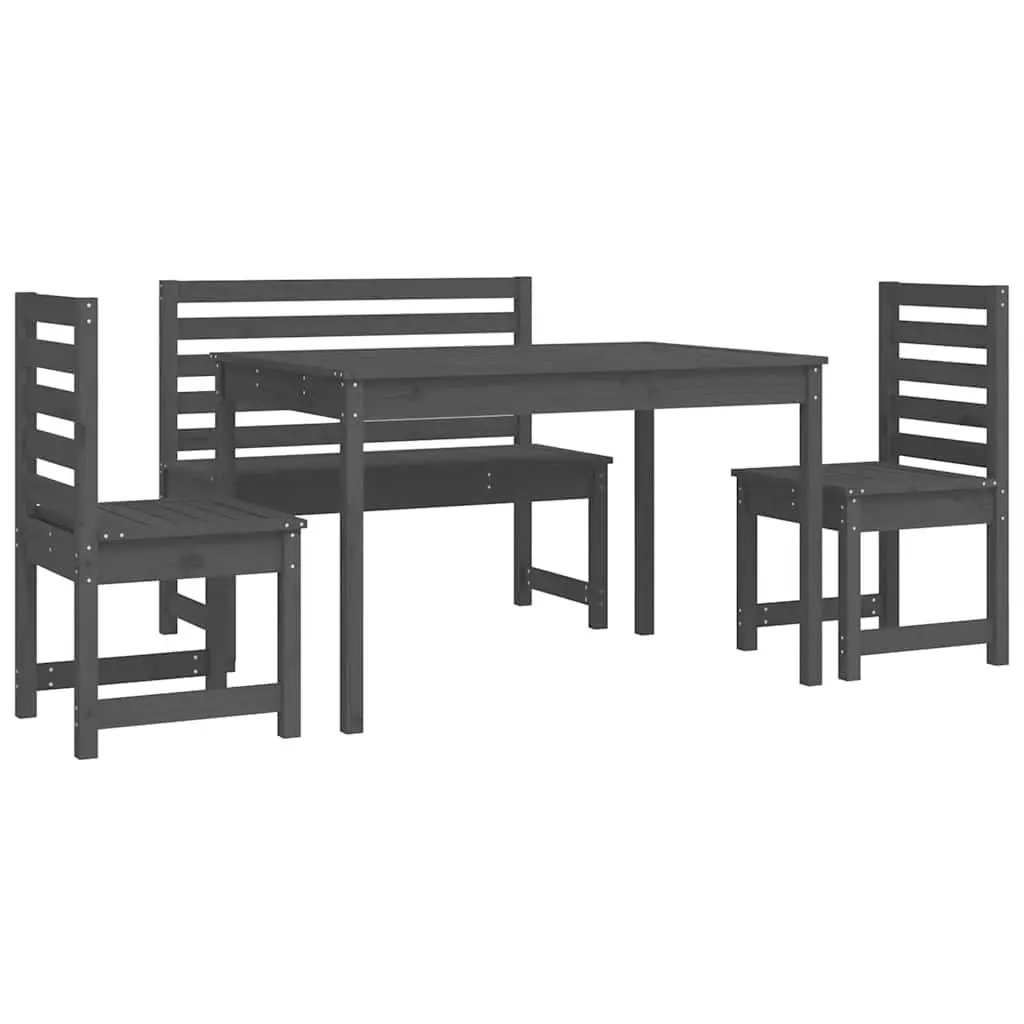 Garden Dining Set 4 Piece Outdoor Furniture Grey Wood Patio Table Chairs