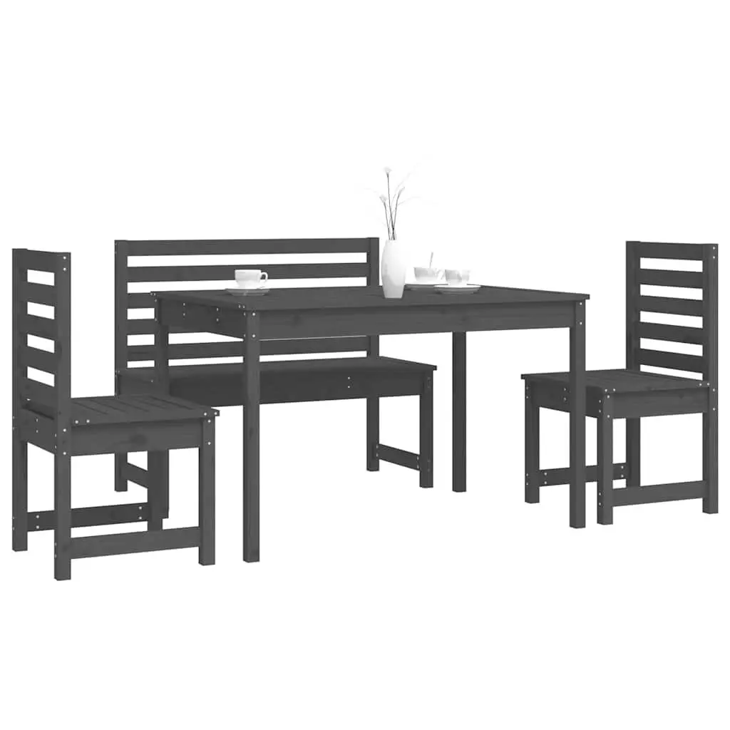 Garden Dining Set 4 Piece Outdoor Furniture Grey Wood Patio Table Chairs