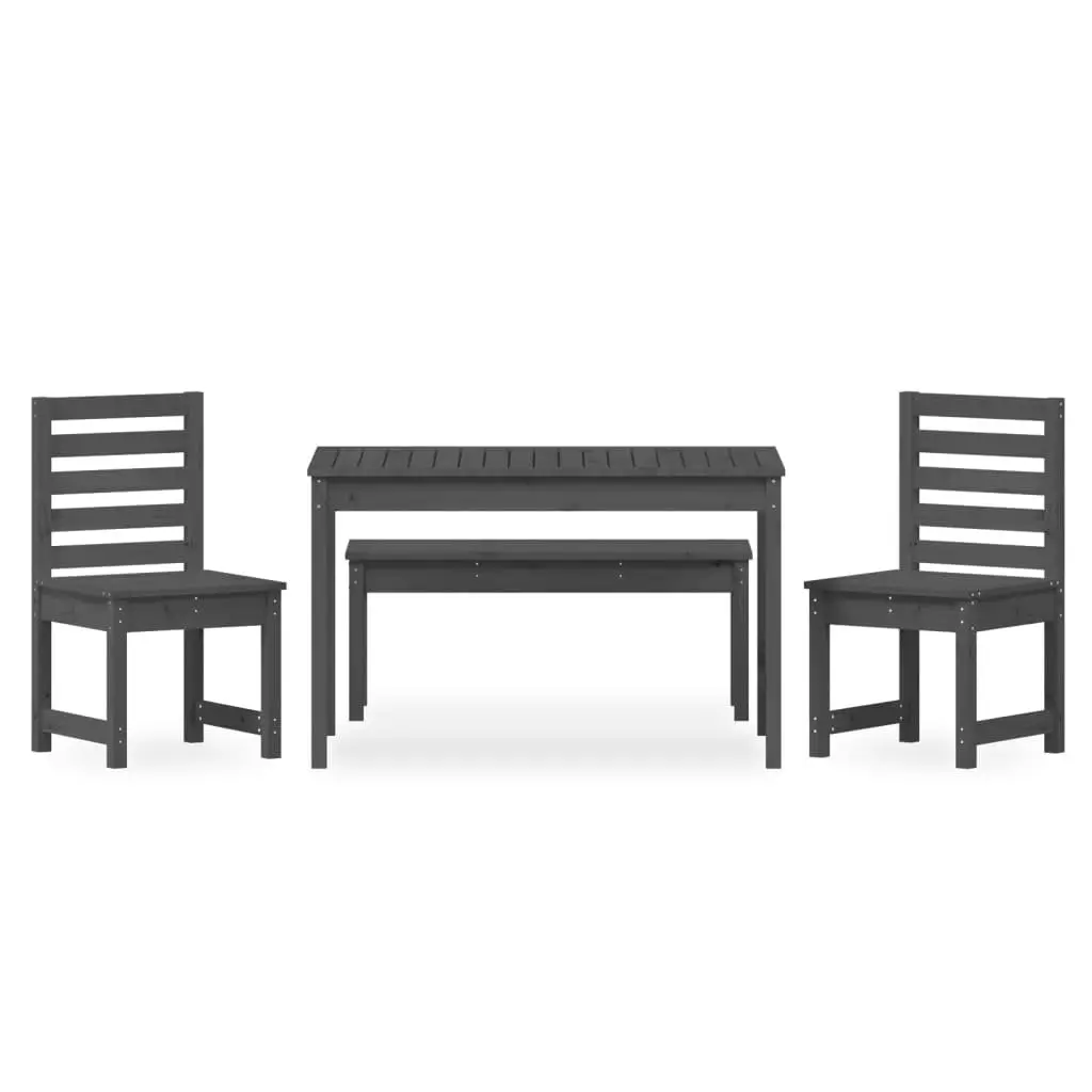Garden Dining Set Grey Wood 4 Piece Outdoor Furniture Patio Balcony Table Chair