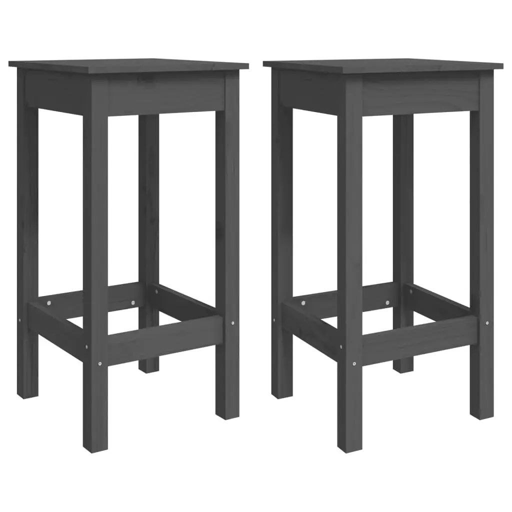 Garden Bar Set Grey Solid Pine Wood 3 Piece Outdoor Furniture