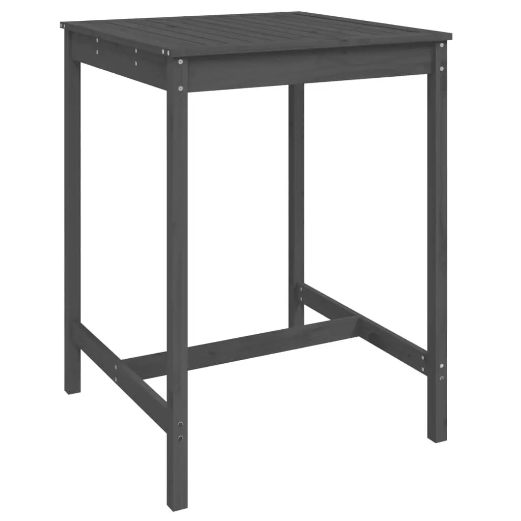 Garden Bar Set Grey Solid Pine Wood 3 Piece Outdoor Furniture