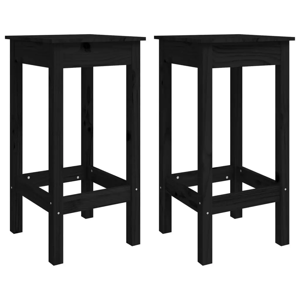 Outdoor Wooden Bar Set Black 3 Piece Patio Furniture with Table and Stools
