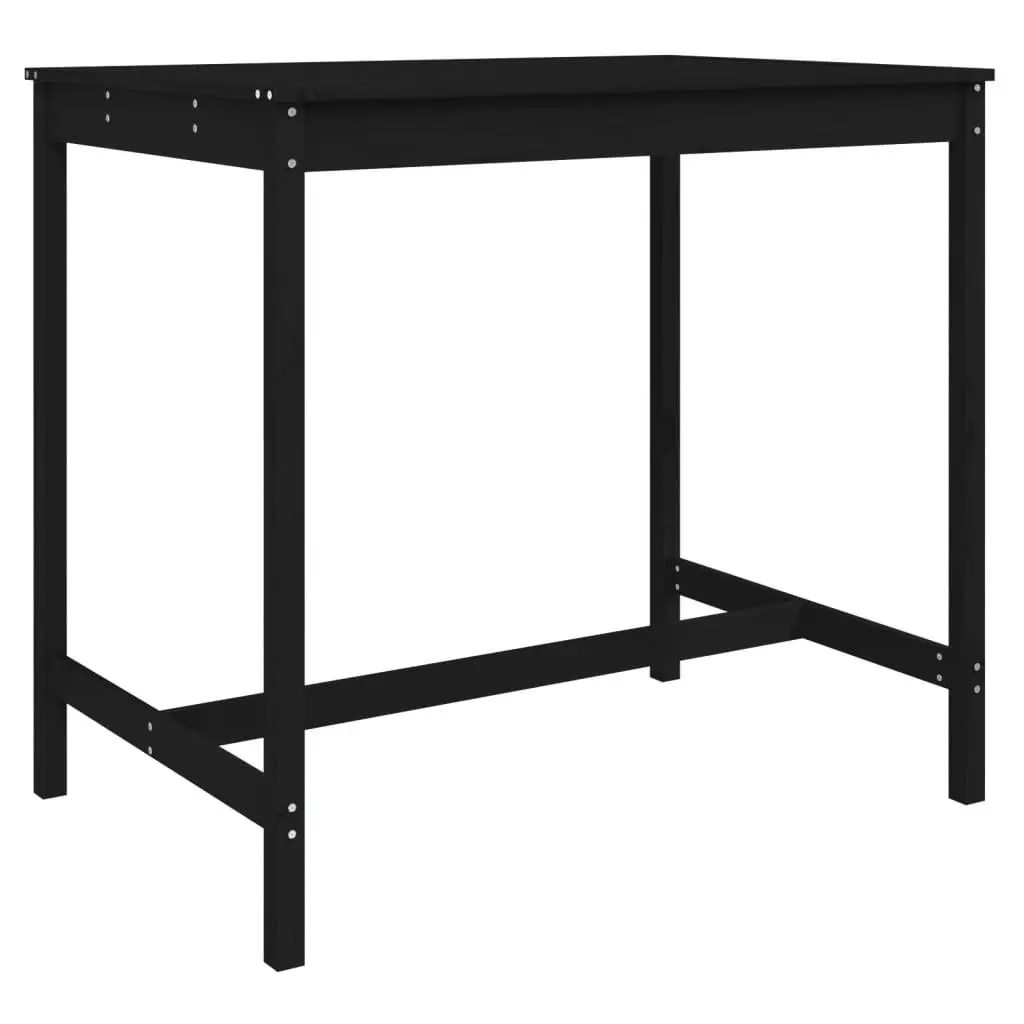 5 Piece Garden Bar Set Black Solid Pine Wood Outdoor Patio Furniture Stools