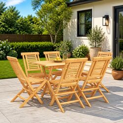 Friendly 7 Piece Garden Dining Set with Foldable Chairs
