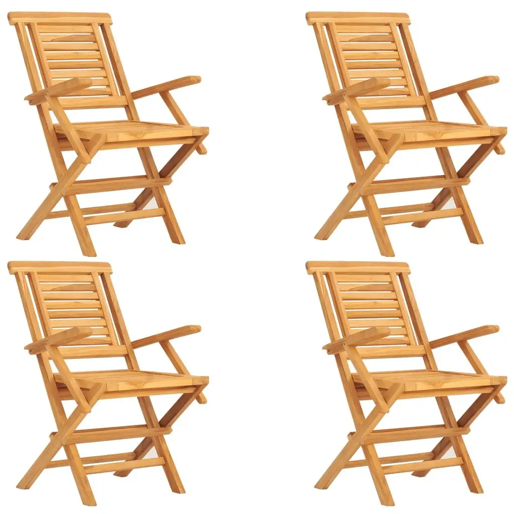 5 Piece Garden Dining Set Outdoor Furniture Teak Wood Table Chairs Foldable