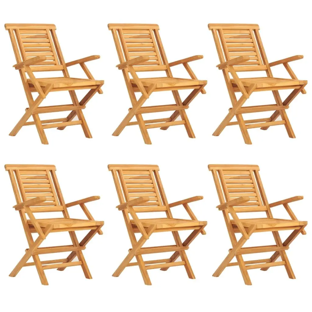 7 Piece Garden Dining Set Solid Teak Wood Foldable Outdoor Furniture Brown