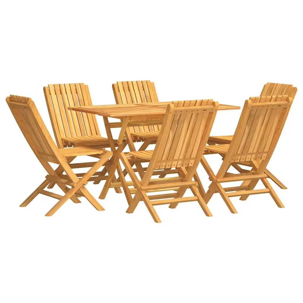 7 Piece Garden Dining Set Teak Wood Foldable Outdoor Furniture