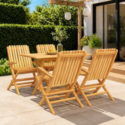 5 Piece Garden Dining Set Outdoor Furniture Patio Table Chairs Brown