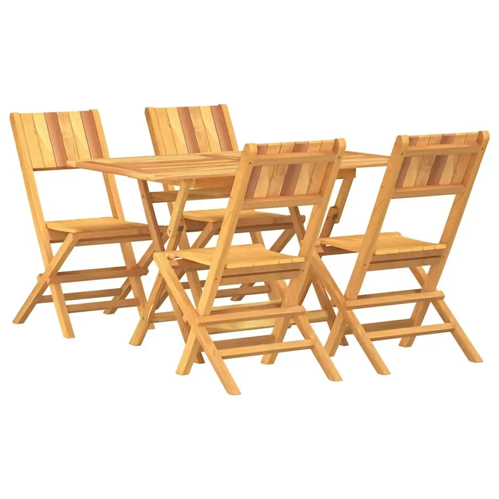 5 Piece Garden Dining Set Outdoor Furniture Teak Wood Brown