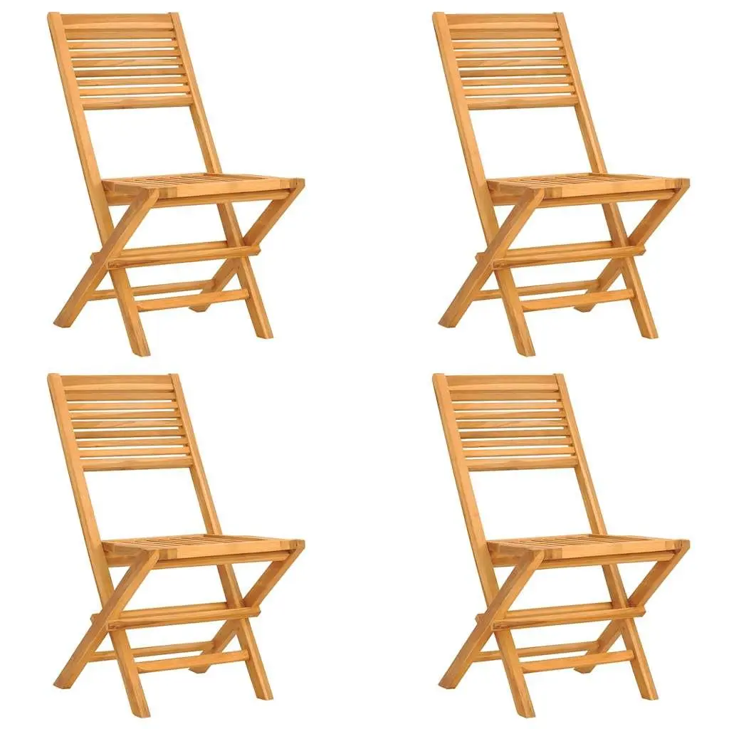 5 Piece Garden Dining Set Teak Wood Foldable Table Chairs