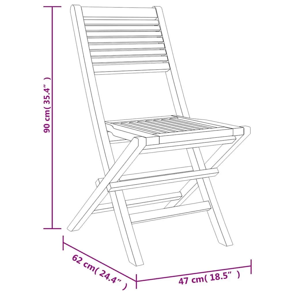 5 Piece Garden Dining Set Teak Wood Foldable Table Chairs