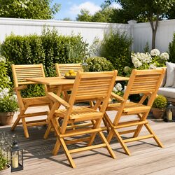 Friendly Outdoor Teak Wood Dining Set with Comfort Features