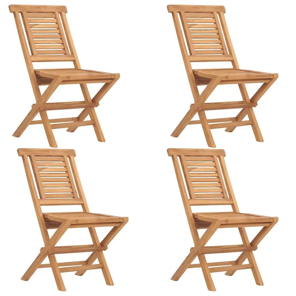 5 Piece Garden Dining Set Foldable Teak Wood Table Chairs