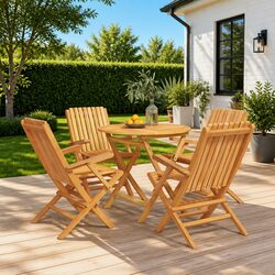 Friendly 5-Piece Teak Wood Outdoor Dining Set for You