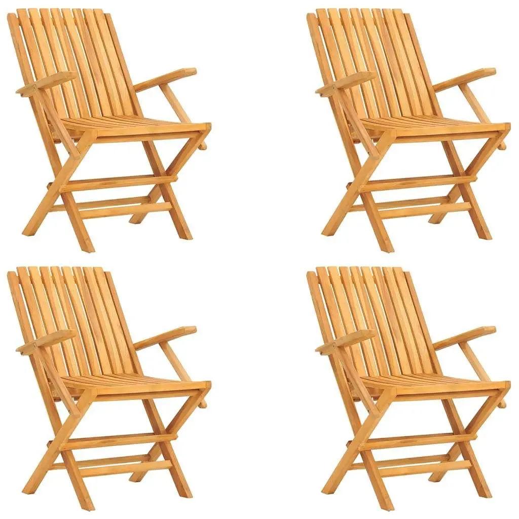 Garden Dining Set Teak Wood 5 Piece Folding Outdoor Furniture Brown