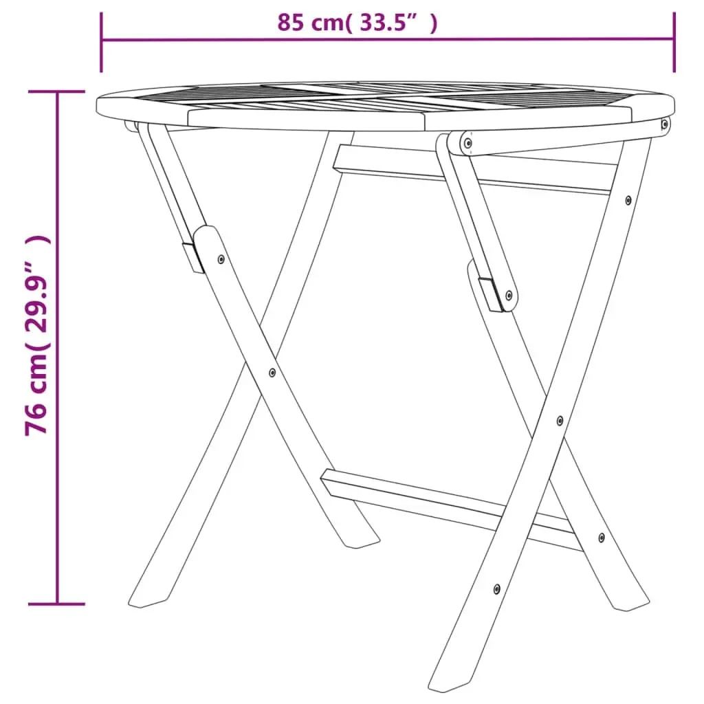 5 Piece Garden Dining Set Teak Wood Folding Table and Chairs