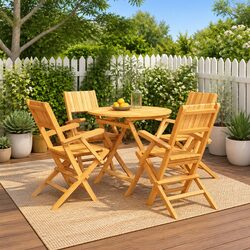 Enjoy Outdoor Dining with Our Teak Wood Set
